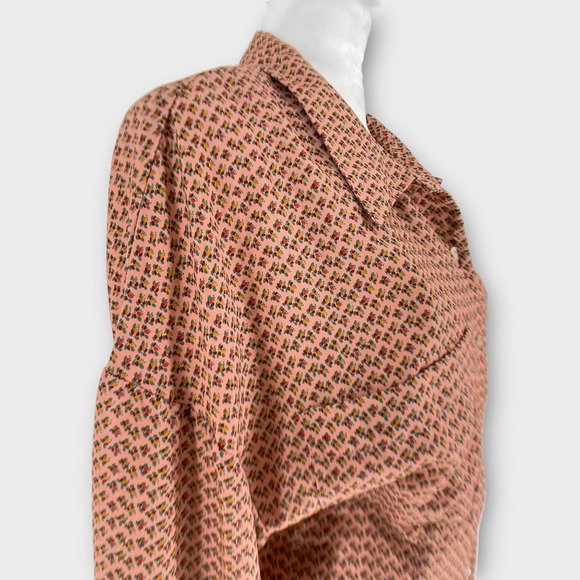 Zara Floral Print Silky Long Sleeve Button Front Shirt Maxi Dress L - Picture 8 of 15